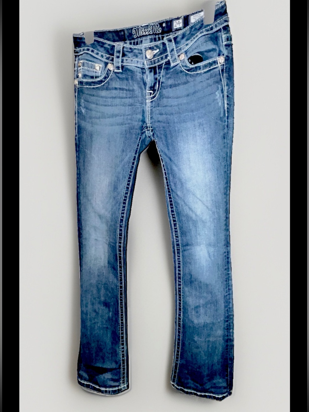 Miss Me Blue Boot Cut Jeans with Embroidered Pockets - Picture 4 of 6